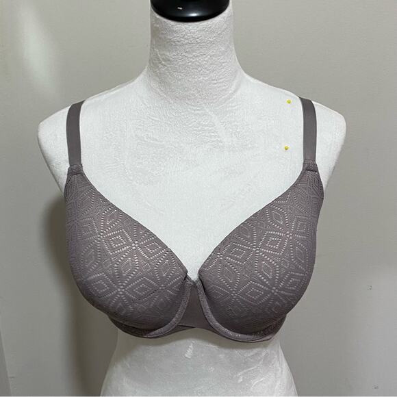 Auden Gray Full-Coverage Underwire Bra with Floral Pattern Size 38DD - Picture 6 of 6